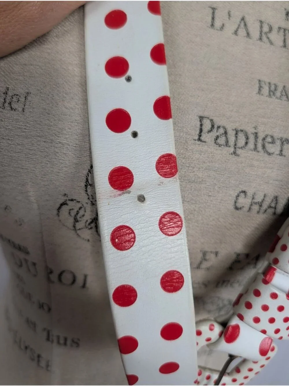 Vintage 90s Suzi Roher Belt Medium Red White Polka Dot